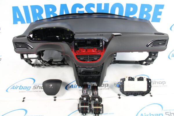 Airbag kit - Tableau de bord cuir rouge Peugeot 2008 (2013-....) 