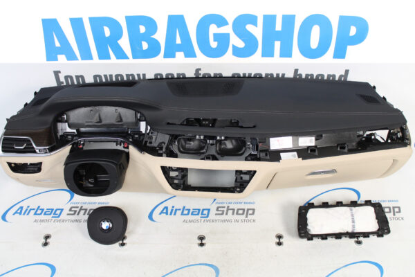 Airbag kit – Cruscotto pelle beige con cucitura HUD BMW 7 serie G11 G12 (2015-....)