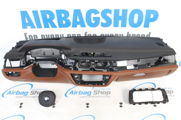 Airbag kit – Cruscotto M pelle marrone cognac con cucitura HUD BMW 7 serie G11 G12 (2015-....)