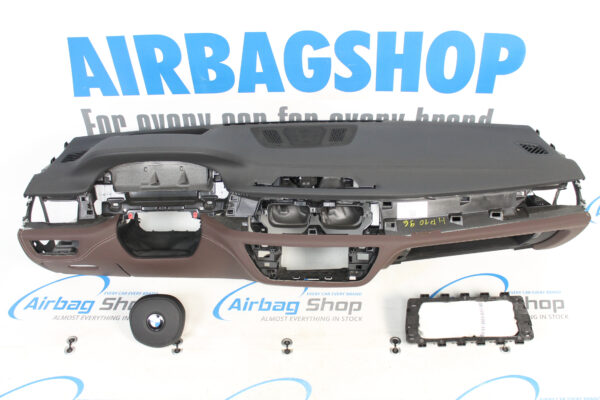 Airbag kit – Cruscotto M pelle marrone/nero cucitura grigio HUD e speaker BMW 7 serie G11 G12 (2015-....)