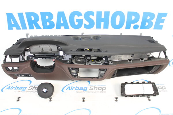 Airbag kit – Cruscotto M pelle marrone/nero cucitura grigio speaker BMW 7 serie G11 G12 (2015-....)