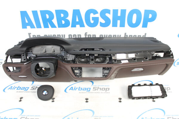 Airbag kit – Cruscotto M pelle marrone/nero cucitura HUD BMW 7 serie G11 G12 (2015-....)