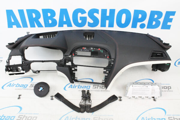 Airbag kit – Cruscotto nero/bianco pelle cucitura rosso con head up e speaker BMW 6 serie F12 F13 (2010-….)