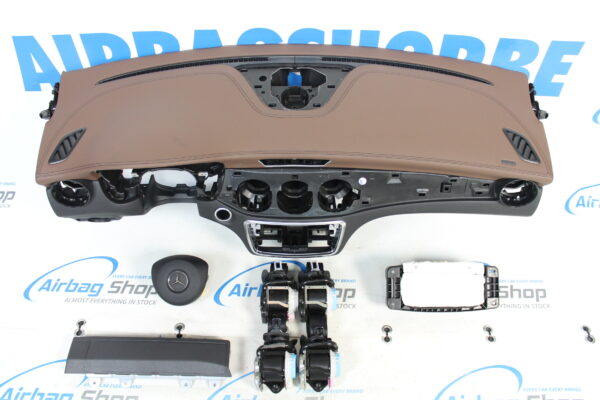Airbag kit - Cruscotto marrone pelle Mercedes CLA Klasse facelift (2015-....)