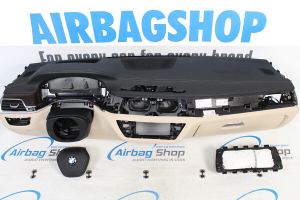 Airbag kit – Cruscotto pelle beige con cucitura HUD BMW 7 serie G11 G12 (2015-....)
