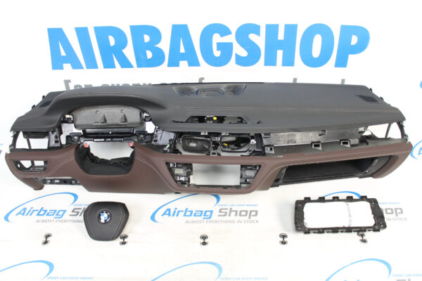 Airbag kit – Cruscotto pelle marrone/nero cucitura grigio speaker BMW 7 serie G11 G12 (2015-....)