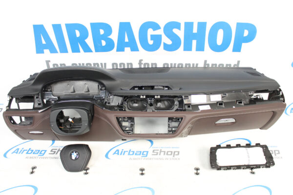 Airbag kit – Cruscotto pelle marrone/nero cucitura HUD BMW 7 serie G11 G12 (2015-....)
