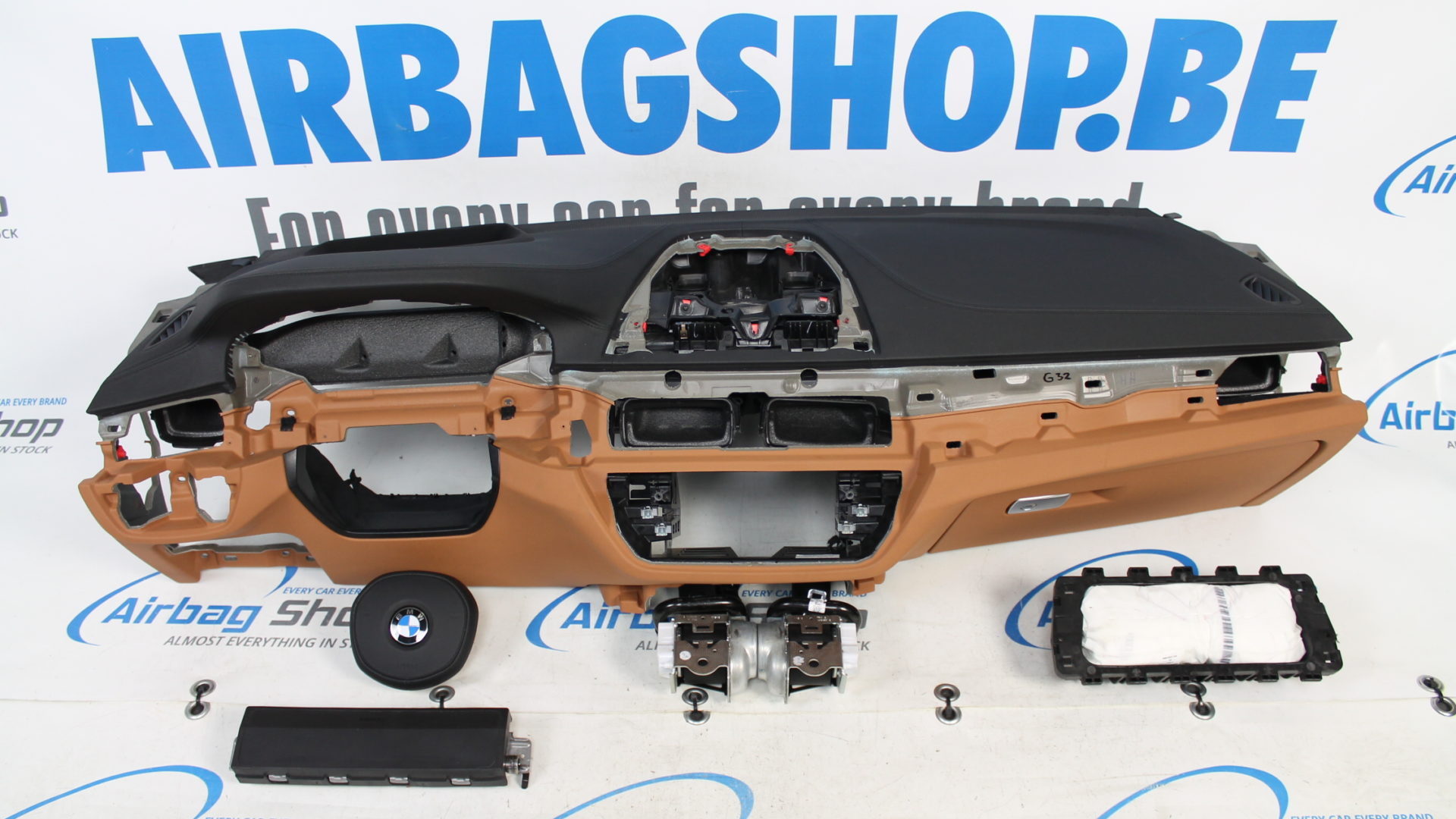Airbag set Dashboard M brown/black leather stitches HUD BMW 5 serie