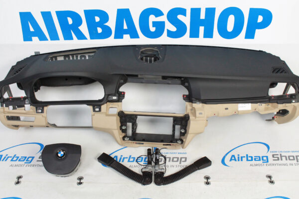 Airbag kit - Tableau de bord noir beige head up + speaker BMW 5 serie F10 (2009-2017)