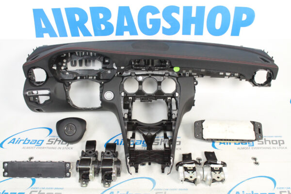 Airbag kit - Cruscotto nero cucitura rosso HUD Mercedes C klasse W205 (2014-....)