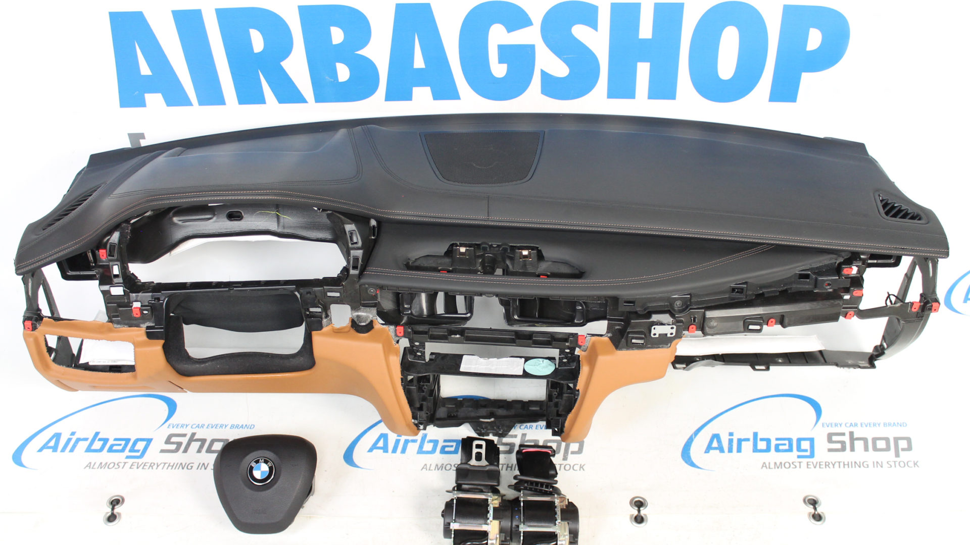 Airbag set Dashboard leather cognac with stitches speaker BMW X5 F15