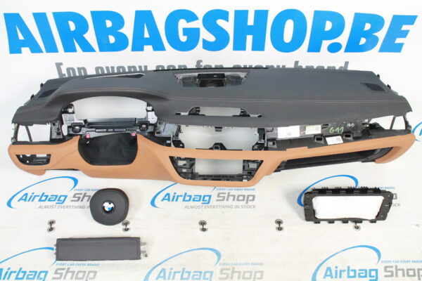 Airbag kit – Cruscotto M nero/marrone cucitura HUD BMW 7 SERIE G11 G12 (2015-....)