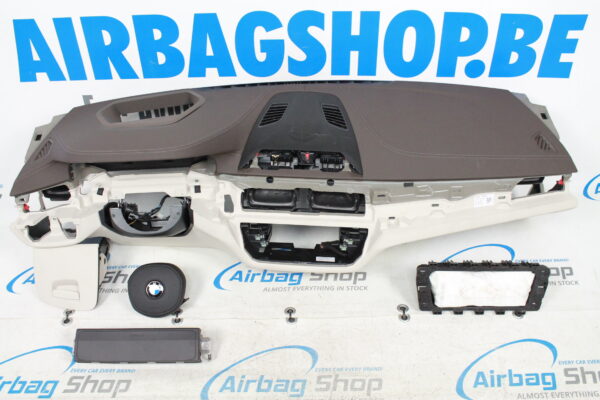 Airbag Kit – Cruscotto marrone/bianco con cucitura HUD BMW 5 serie G30 (2017-....)