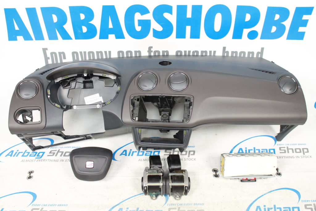 Airbag set Dashboard black/brown with round navi Seat (6J