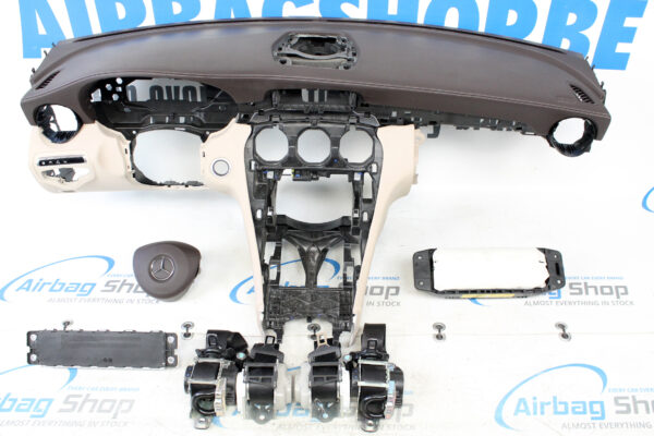 Airbag kit - Cruscotto marrone beige cucitura bianco Mercedes C klasse W205 (2014-....)