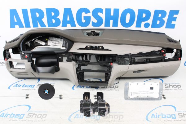 Airbag kit - Cruscotto M marrone/grigio pelle HUD cucitura bianco BMW X5 F15 (2013-2018)