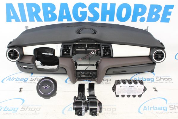 Airbag kit - Cruscotto nero/marrone con vano portaoggetti Mini Cooper F55 F56 F57 (2013-....)