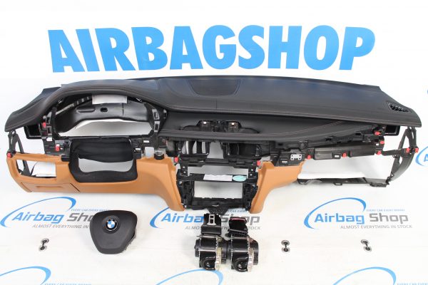 Airbag set - Dashboard leer cognac met stiksels speaker BMW X6 F16 (2014-2019)