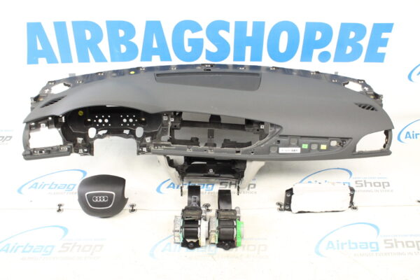 Airbag kit - Tableau de bord bleu gris avec haut-parleur et volant à 4 branches Audi A6 4G avec petites ceintures (2011-2018)