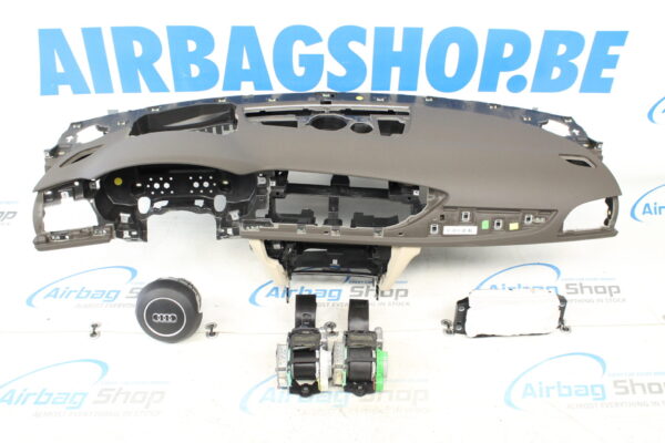 Airbag kit - Tableau de bord brun beige avec HUD Audi A6 4G avec petites ceintures (2011-2018)
