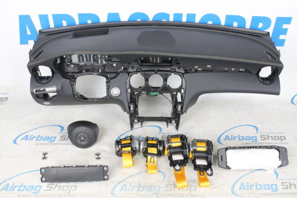 Airbag set - Dashboard black leather HUD speaker yellow stitches Mercedes Benz GLC W253 (2015- ...)